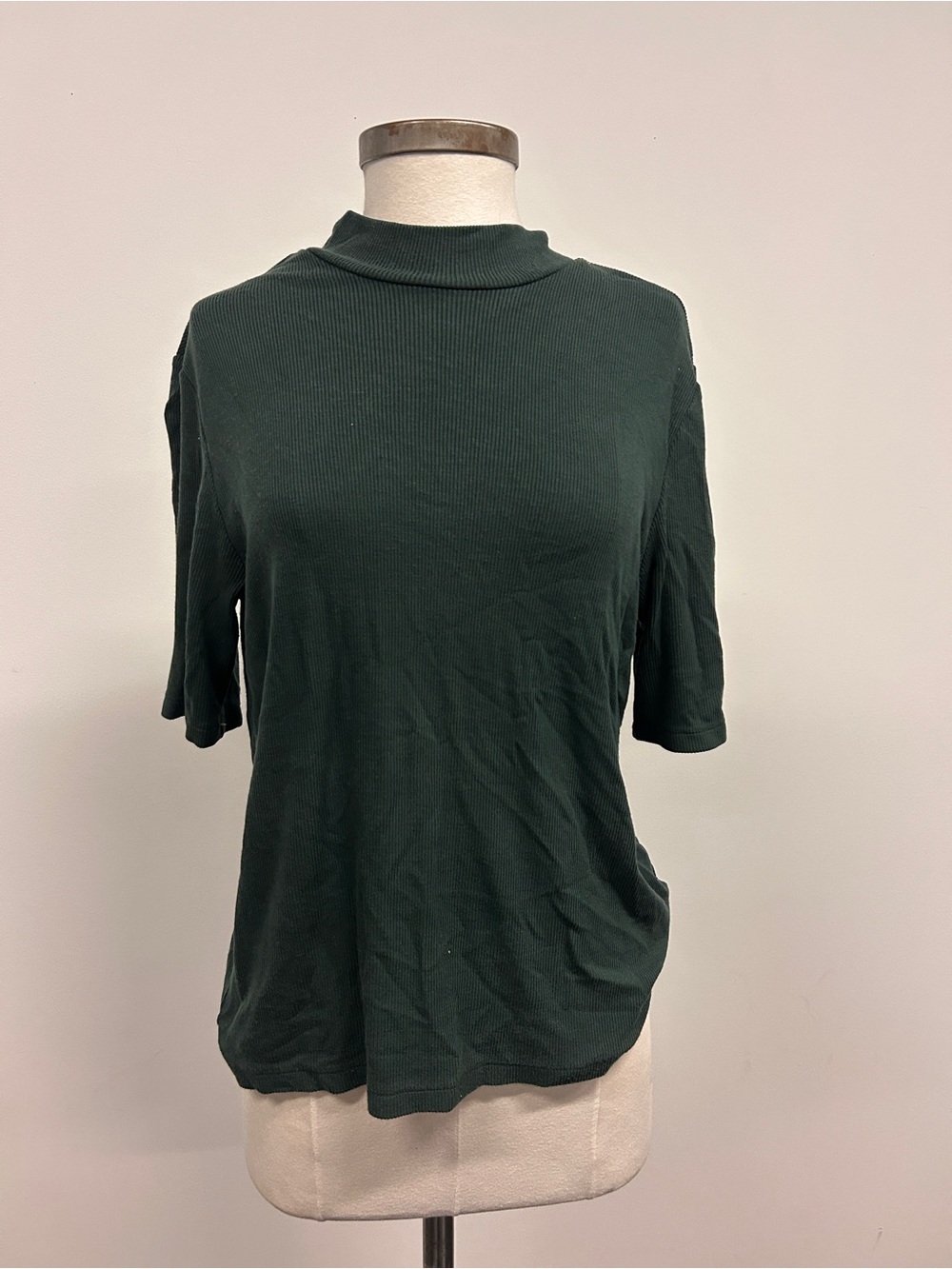 Marine Layer Forest Green Ribbed Mock Neck Top